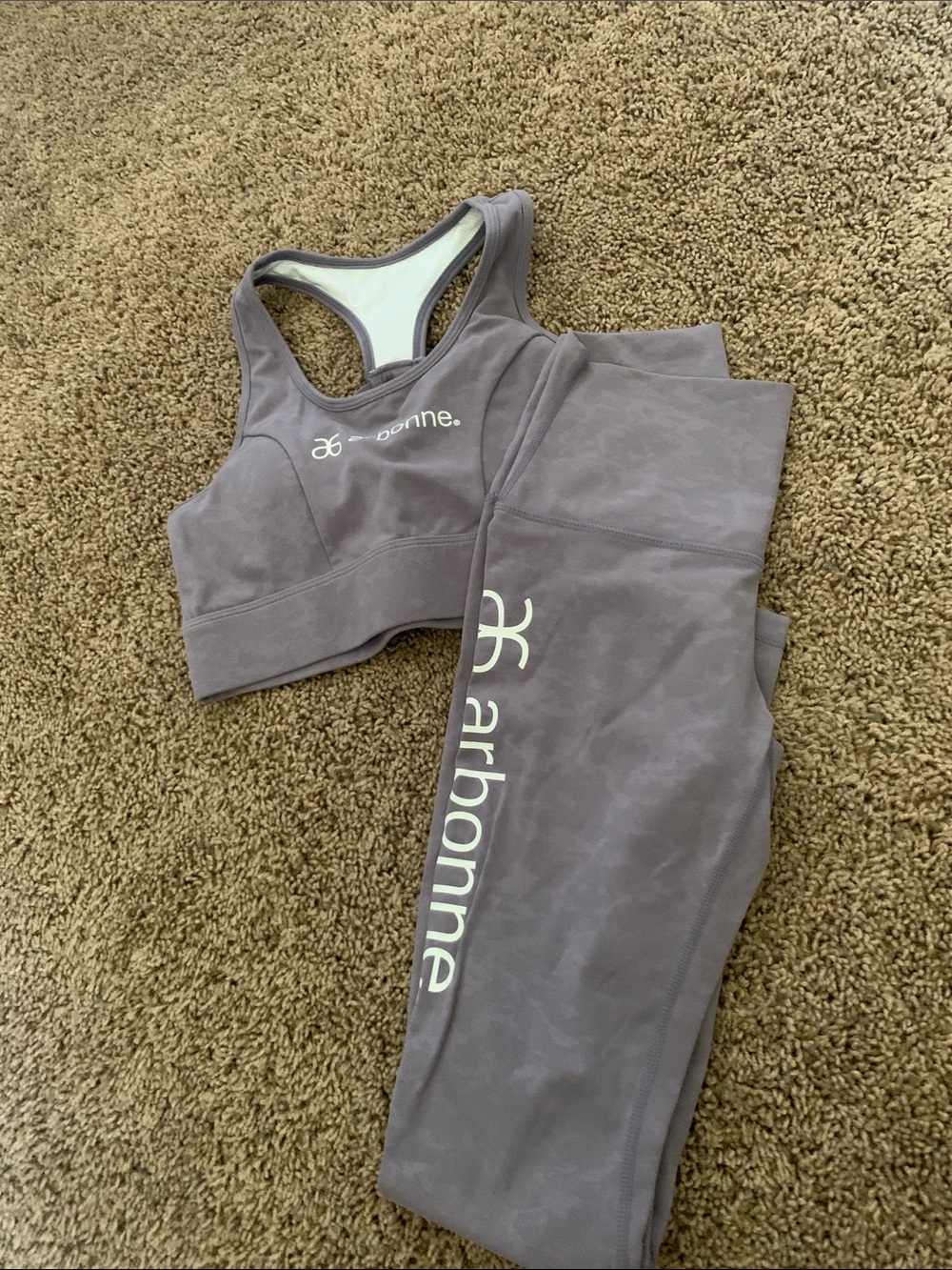 Arbonne Mauve Gray Active Set - Sports Bra & Leggings